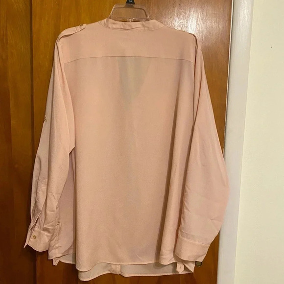 Calvin Klein Peach Tunic with Chest Pockets Rolled up Sleeves,  Women’s Size L - Picture 2 of 8